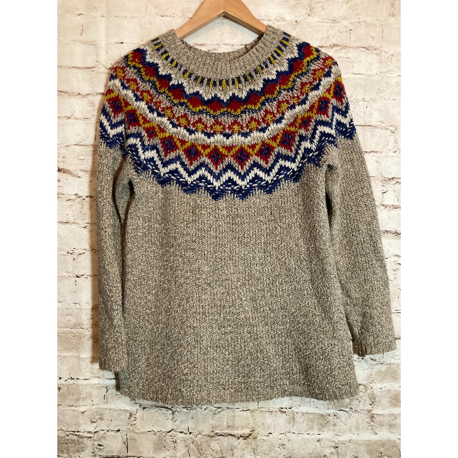 J. Jill Sweater Women Xs Colorful Fair Isle Pullover Chunky Knit Preppy Academia